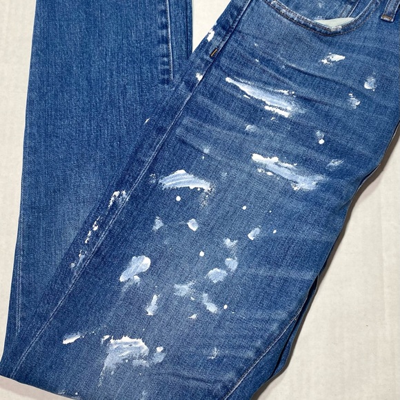 Madewell The High Rise Slim Boyfriend With White Paint Splater NWT Size 26 - Picture 3 of 16
